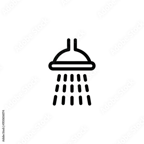 Minimalist Shower Head Icon for Bathroom Fixtures and Water Flow