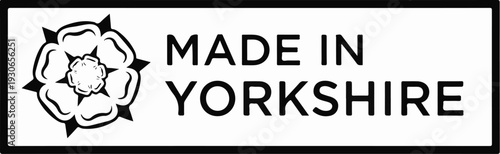 Black and white Yorkshire rose emblem with "MADE IN YORKSHIRE" text