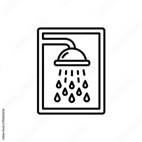 Minimalist Showerhead Icon for Bathroom Interior Design Illustration