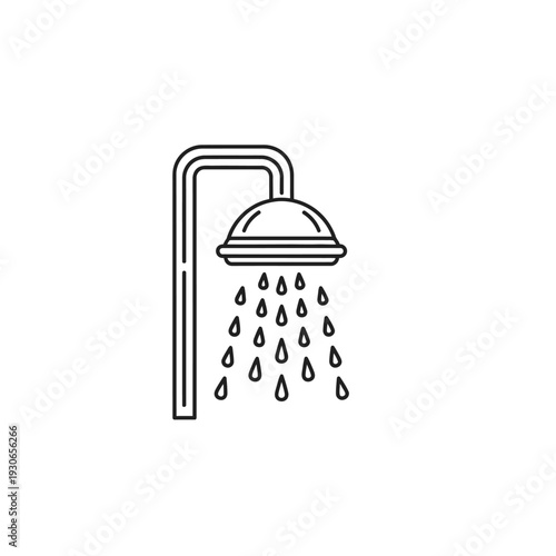 Minimalist Showerhead Icon Illustration for Bathroom Design and Plumbing Concepts
