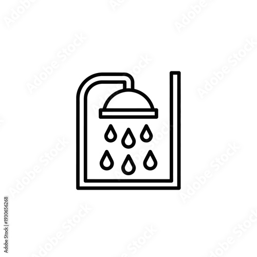 Minimalist Showerhead Icon Illustration Showing Water Drops and Spray