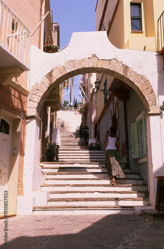 Ancient arch of Carloforte, Sardinia, Italy, known as Archiotto or Archiottu Carloforte, Isola di San Pietro, Sardegna, Italia.