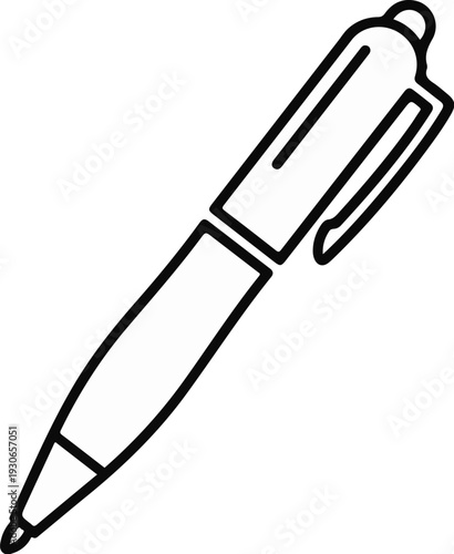 Simple line drawing of a black pen on a white background