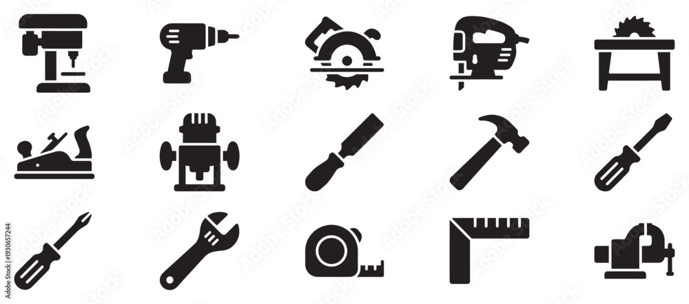 Fototapeta premium Various carpentry and construction tools are essential for building, repair, and woodworking projects, showcasing a wide range of equipment.