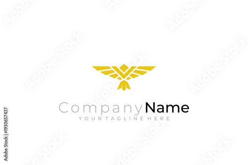 simple gold eagle logo design vector with flat style