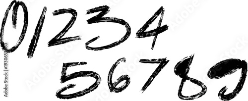 Numbers Handwritten on White Background