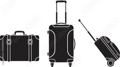 travel bag icon set. vacation, tourism and luggage symbol. isolated vector image