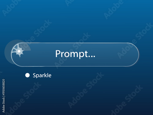 Blue screen with a prompt box sparkle icon and a circular indicator