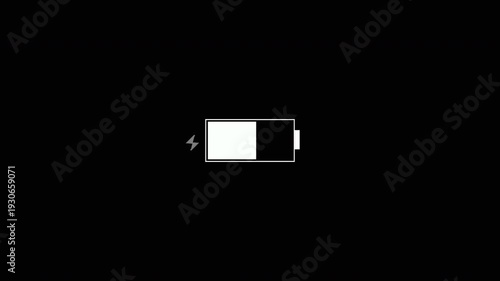 Smart phone battery charging animation with transparent background alpha channel, battery charging icons for computer