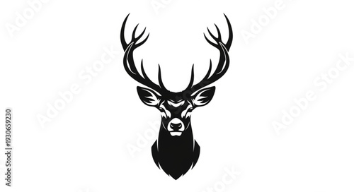 Deer Head with Antlers Illustration.