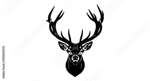 Deer Head with Antlers Illustration.