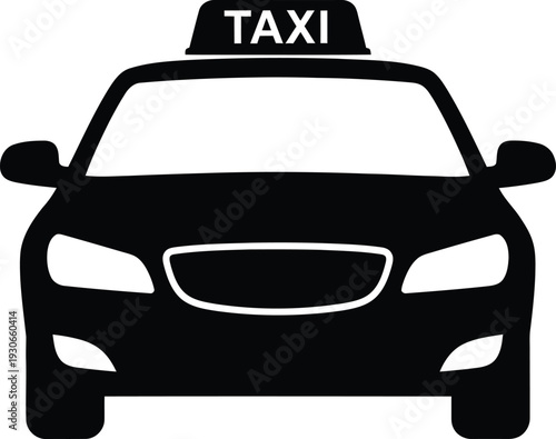 Black Taxi Car Silhouette Isolated on White
