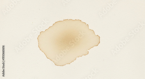 Abstract Round Coffee Stain on White Paper.