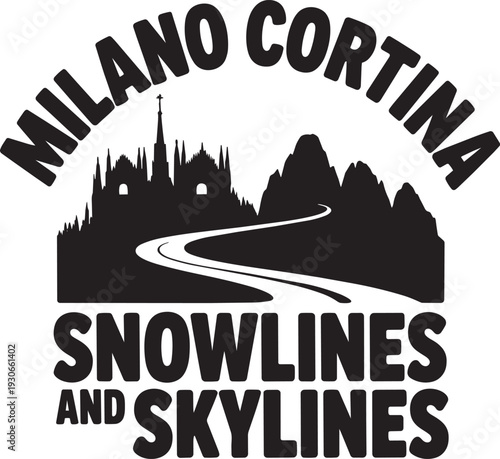 Milano cortina snowlines and skylines vector illustration design with cityscape
