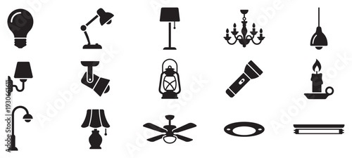 Lighting fixtures and illumination devices collection featuring various lamps, bulbs, and other light sources for home and outdoor use.