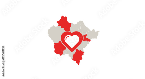 Kosovo Map Heart Icon