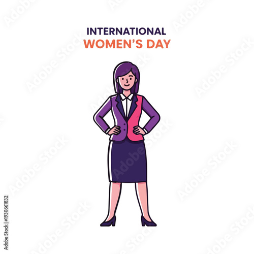 Professional woman standing strong in business attire representing female empowerment and celebrating women s achievements leadership and success in