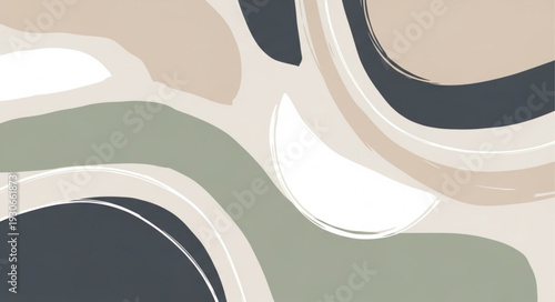 Abstract organic shapes in muted earth tones.