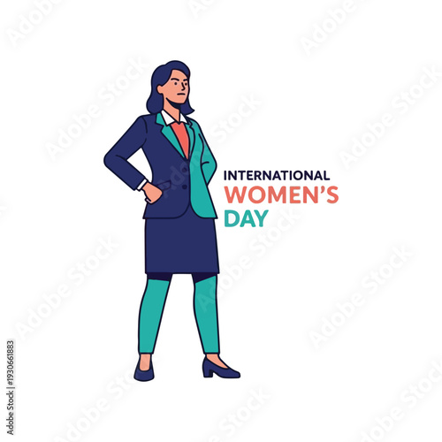Confident woman in a two tone business suit symbolizes female empowerment leadership and gender equality This visual celebrates women s strength and