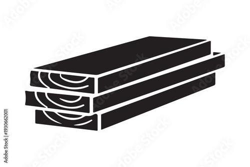 Wood Plank Stack Silhouette Icon – Timber Lumber Vector