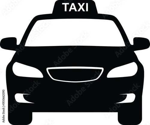 Εκτύπωση καμβά Black Taxi Car Silhouette Isolated on White