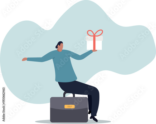 Gift reward program, bonus or surprise present for customer, employee reward or lucky prize, birthday gift box or festive incentive,human life and situation.