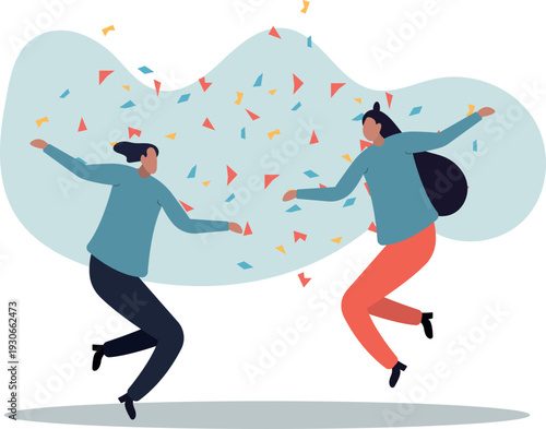 Happy office workers, joyful staff or employee success, team or colleague celebrate work achievement together, diverse, excited people .human life and situation.
