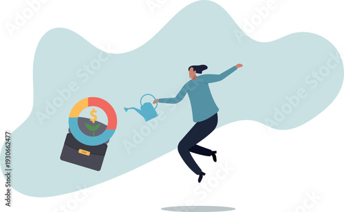 Investment portfolio, asset allocation to build passive income, wealth management or mutual fund planning, investment growth.human life and situation.
