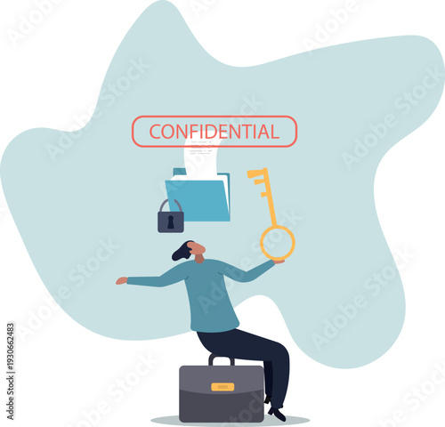 Confidential document, privacy protection or secret secured lock, safety or security to archive file or document, accessibility control.human life and situation.