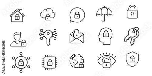 Security Outline Icons Set