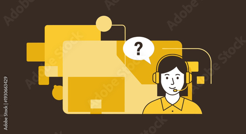 Customer Support Agent with Question Mark Bubble