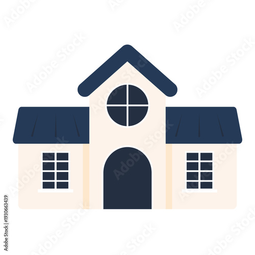 Blue house. Building, architecture, construction, residence concepts. Flat modern vector isolated design illustration.