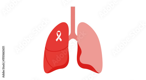 Lung Cancer Awareness Ribbon Inside Lungs Illustration
