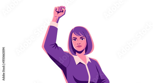 Woman raising fist in triumph, concept of empowerment and strength