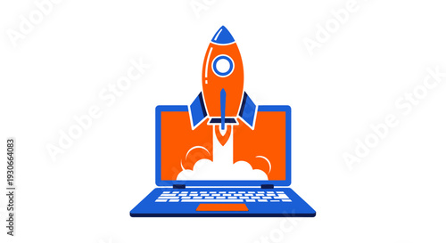 Computer Launching Rocket Icon