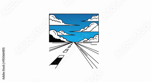 Perspective road vanishing into the horizon under a sky filled with clouds