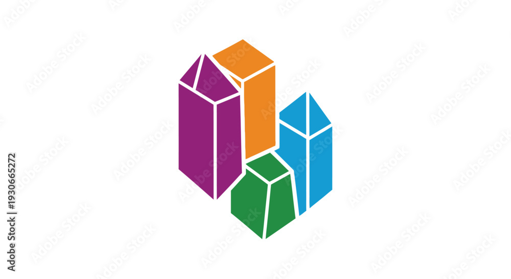 Obraz premium Colorful Abstract Geometric Crystal Shapes Logo Design.