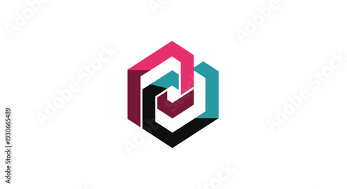 Interlocking Hexagonal Geometric Shapes Abstract Logo Design.