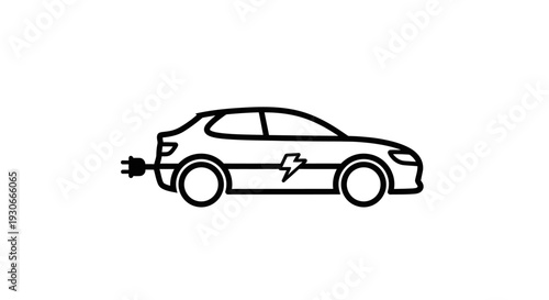 Electric car charging icon with plug.