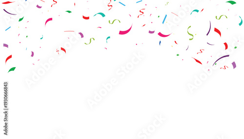 Colorful falling confetti border frame for celebration party event anniversary birthday greeting card design vector illustration