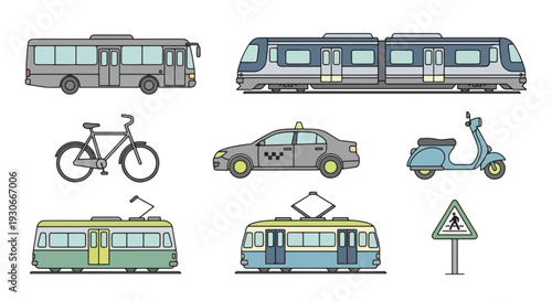 Public Transport Bicycle and Scooter Set.