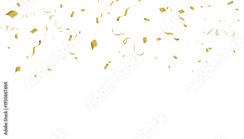 Falling golden confetti and streamers for celebration party design element vector illustration