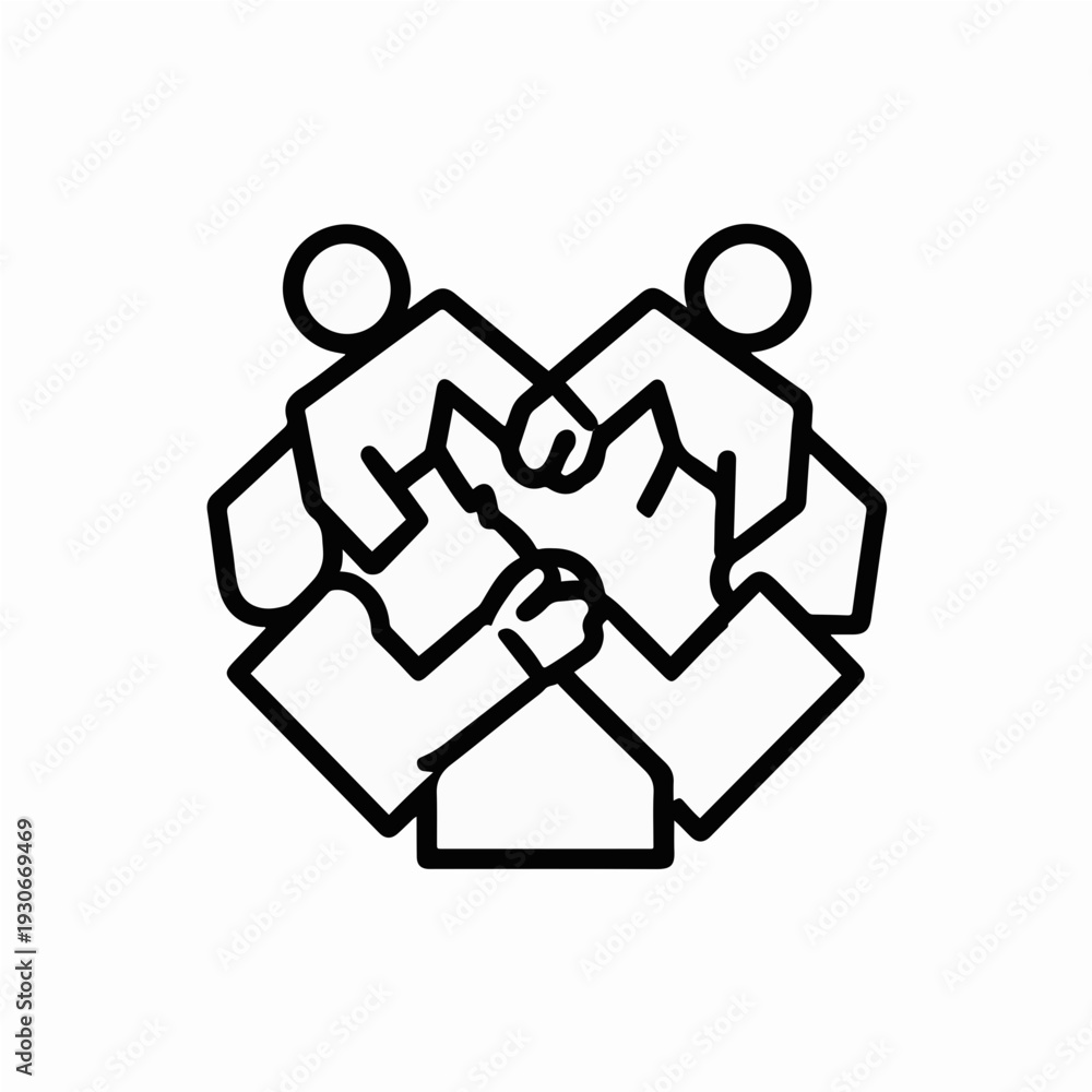 Obraz premium Stylized teamwork concept with hands shaking in unity