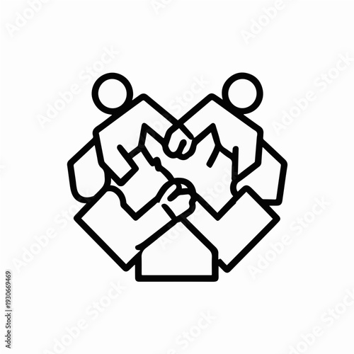 Stylized teamwork concept with hands shaking in unity