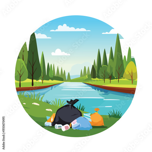 Pollution in natural environment illustration