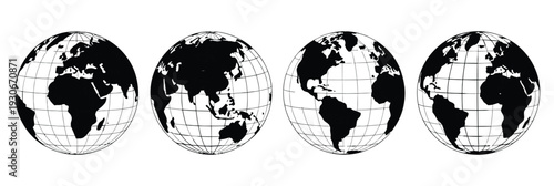Earth Globe Icon Vector Educational World Map Vector Illustration