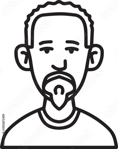 Hand Drawn Old Man Black and White Avatar Illustration in Minimal Line Art Style Design