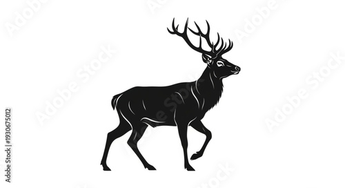 Deer Silhouette with Antlers Running.