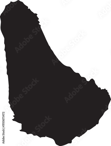 Black silhouette map of Barbados island a simple vector graphic representing the Caribbean nation for travel and geography concepts isolated on white