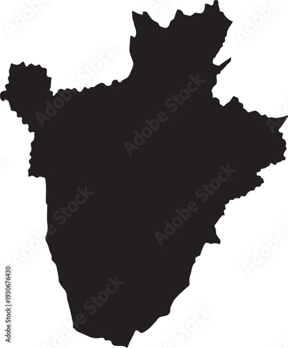 Black silhouette map of Burundi a simple vector graphic for national identity travel or informational use isolated on a white background